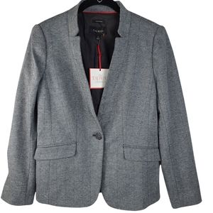 NWT Talbots Aberdeen Herringbone Blazer Women's Size 2 Black Cotton Blend Lined